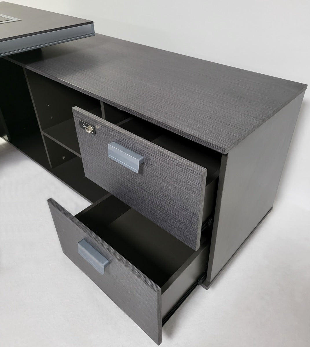 Grey Oak Melamine Executive Corner Office Desk - 2000mm - WKO-D0520